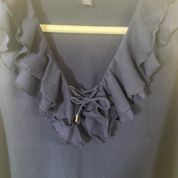 Chaps women's Basic top navy blue Ruffle front sleeveless size XL - Picture 2 of 11